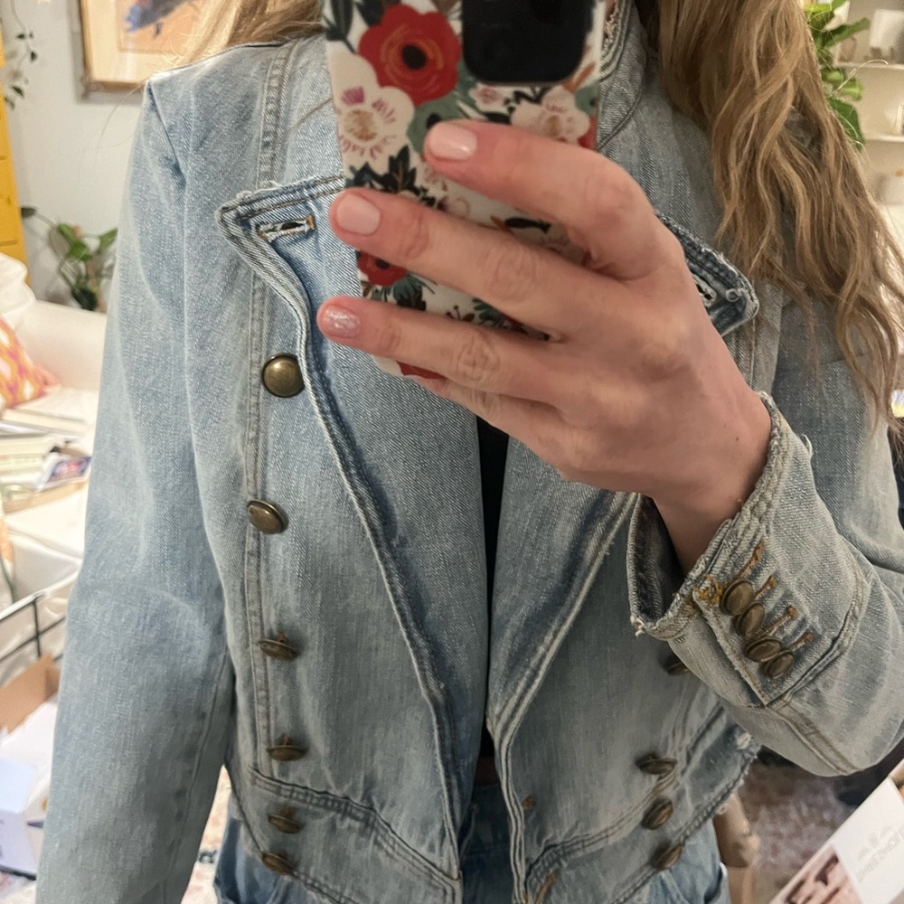 Free people denim military blazer xs
